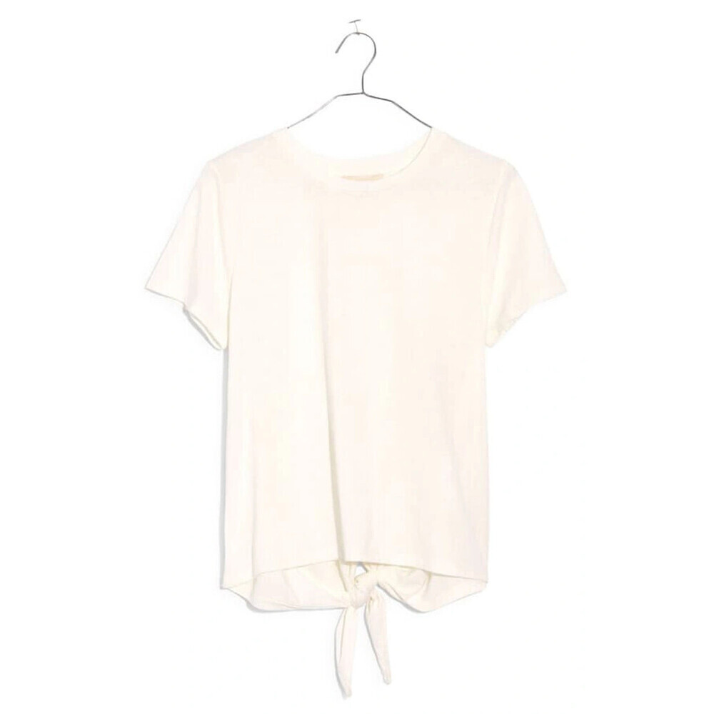 Madewell Women's Short Sleeve Knot-Back Tee In Eyelet White L7346 Size XS